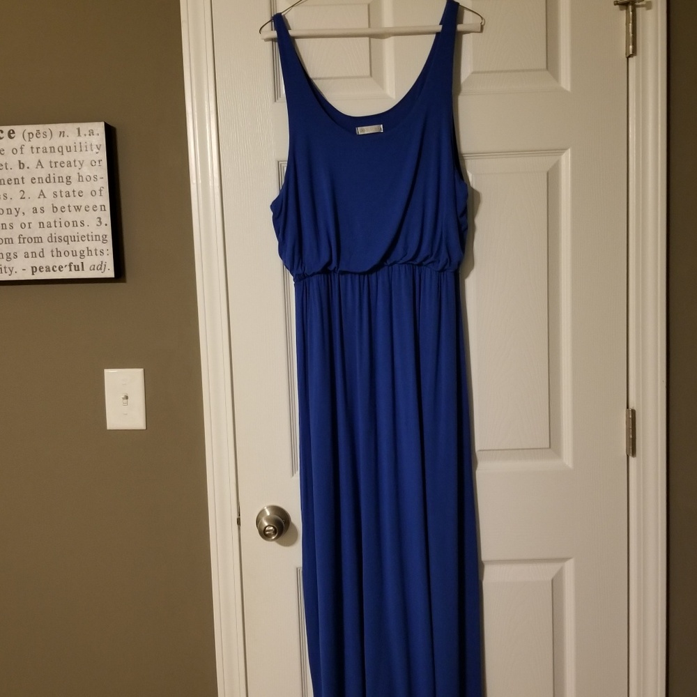 Blue maxi dress with elastic waistband